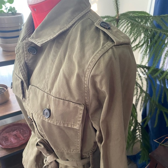 J. Crew army green denim cropped peplum jacket with tie waist, button-down - Picture 11 of 11